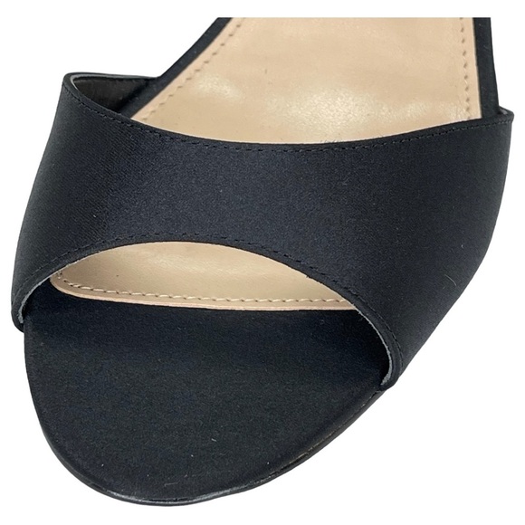 Nina Vinnie Black Satin Womens Heels 10M Rhinestone Ankle Strap - Picture 10 of 11